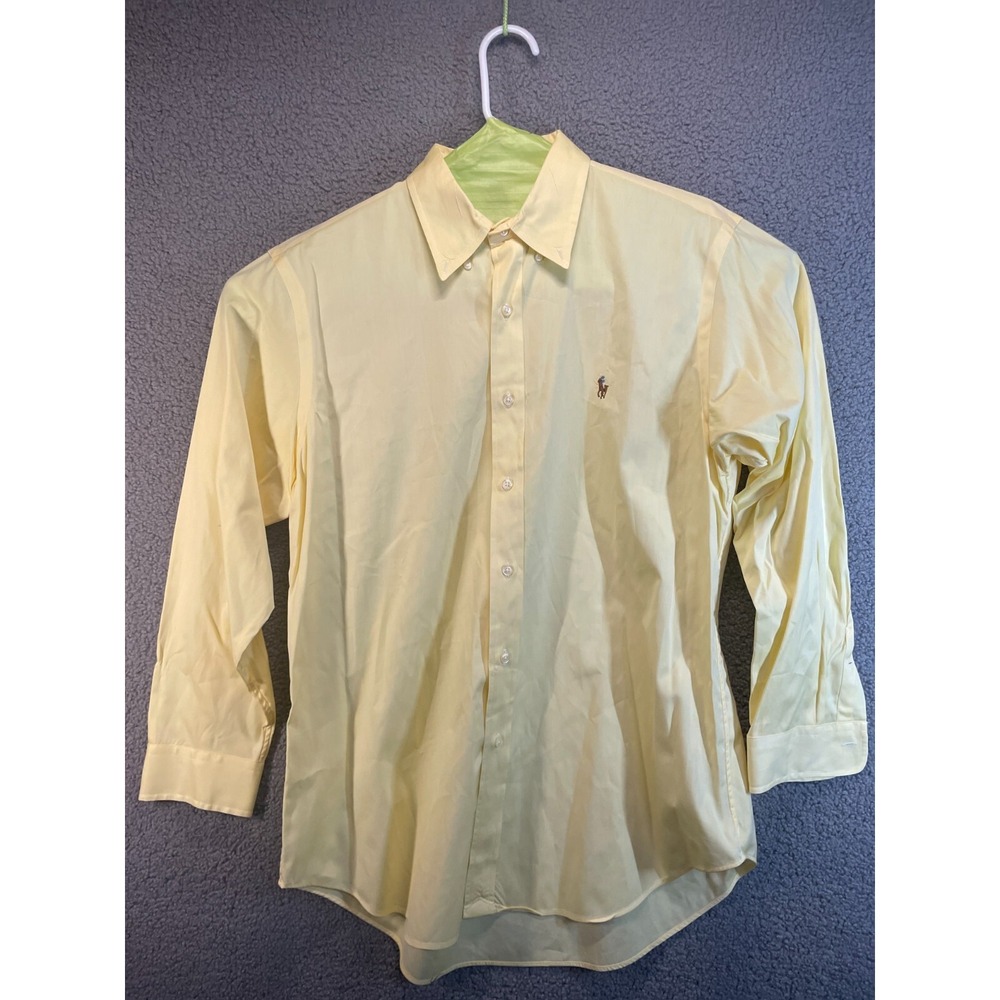 Ralph Lauren‎ Shirt Mens Size 16.5 32/33 Yellow Dress Button Up Long Sleeve *